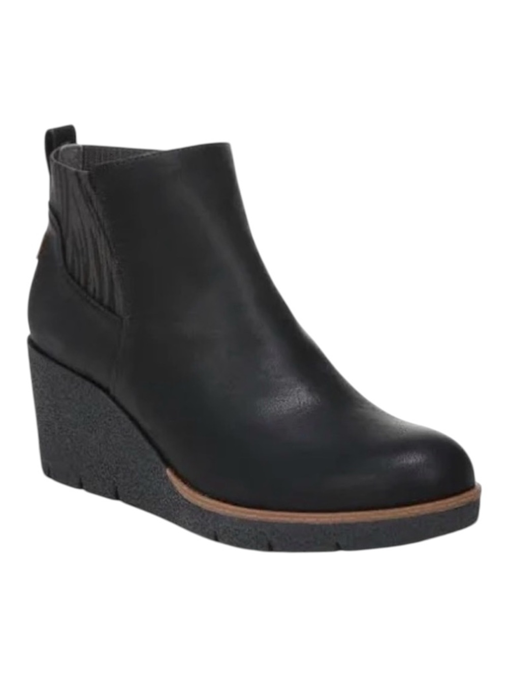 DR. SCHOLL'S Women's Black Vegan Leather Lean In Wedge Booties Black Size 8.5